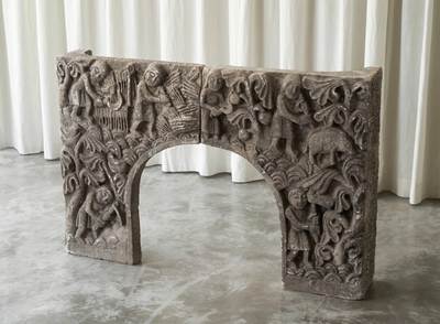 Wonderful Antique Bas Relief Fireplace Surround in Hand Carved Stone