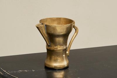 Wonderful Antique Jug in Sand Cast Brass 19th Century