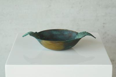 Wonderful Bowl in Verdigris Patinated Bronze Early 20th Century
