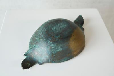 Wonderful Bowl in Verdigris Patinated Bronze Early 20th Century