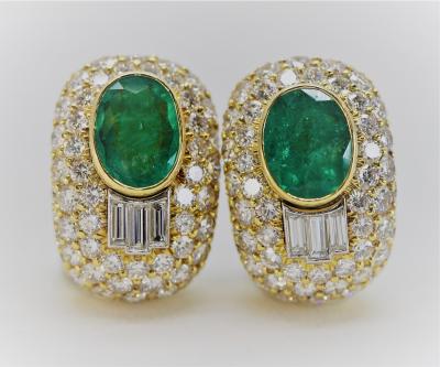 Wonderful David Webb Emerald and Diamond Earrings