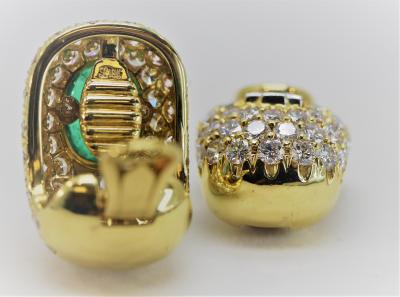 Wonderful David Webb Emerald and Diamond Earrings
