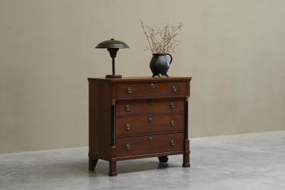 Wonderful Empire Style Chest of Drawers in Oak and Brass The Netherlands 1820s