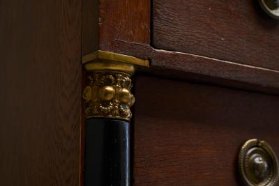 Wonderful Empire Style Chest of Drawers in Oak and Brass The Netherlands 1820s