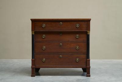 Wonderful Empire Style Chest of Drawers in Oak and Brass The Netherlands 1820s
