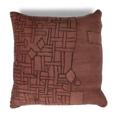 Wonderful Large Faded Plum Color Embroidered Cushion