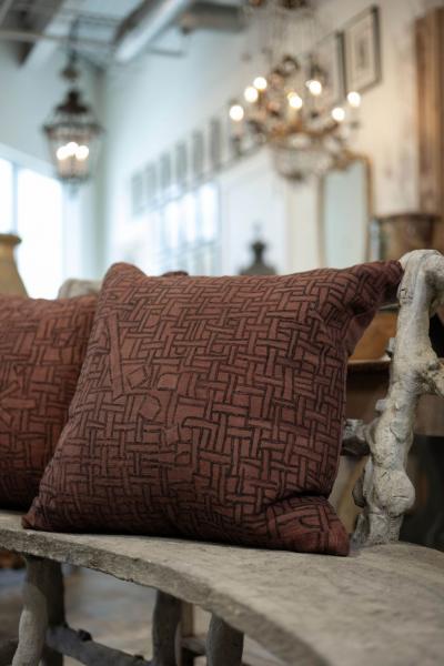 Wonderful Large Faded Plum Color Embroidered Cushion