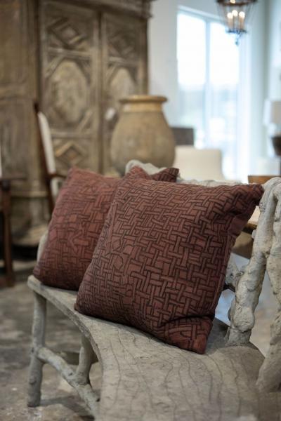 Wonderful Large Faded Plum Color Embroidered Cushion