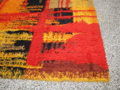 Wonderful Large Size Swedish Rya Rug Mid Century Modern
