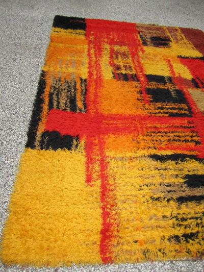 Wonderful Large Size Swedish Rya Rug Mid Century Modern