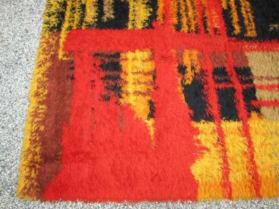 Wonderful Large Size Swedish Rya Rug Mid Century Modern