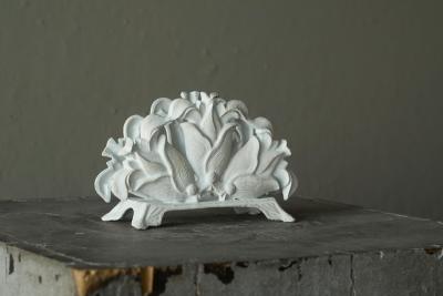 Wonderful Late 19th Century Letter or Napkin Holder in White Painted Cast Iron