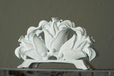Wonderful Late 19th Century Letter or Napkin Holder in White Painted Cast Iron