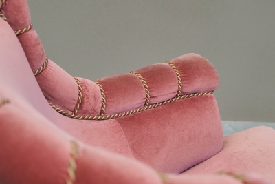 Wonderful Lounge Chair in Pink Velvet Late 19th Century