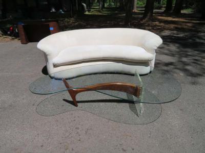 Wonderful Lucite Sculptural Walnut Coffee Table Midcentury