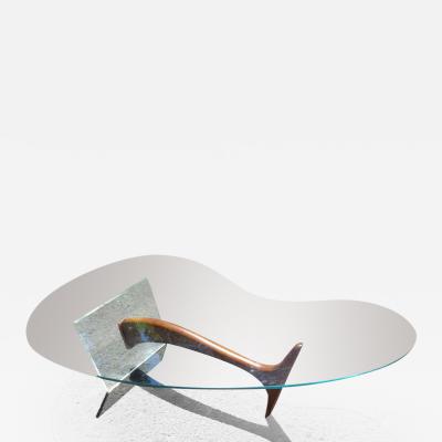 Wonderful Lucite Sculptural Walnut Coffee Table Midcentury