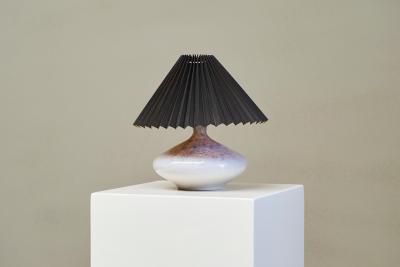 Wonderful Mid Century Studio Pottery Table Lamp with Pliss Shade 1960s