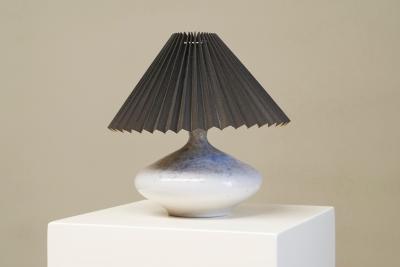 Wonderful Mid Century Studio Pottery Table Lamp with Pliss Shade 1960s