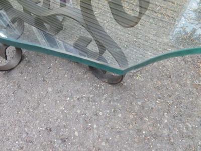 Wonderful Oblong Wrought Iron Scroll Coffee Table Mid Century Modern