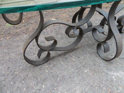 Wonderful Oblong Wrought Iron Scroll Coffee Table Mid Century Modern