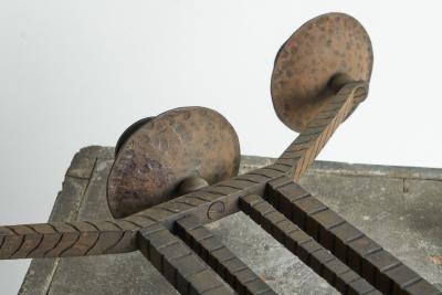 Wonderful Pair of Art Deco Candle Holders in Wrought Iron and Stone 1930s