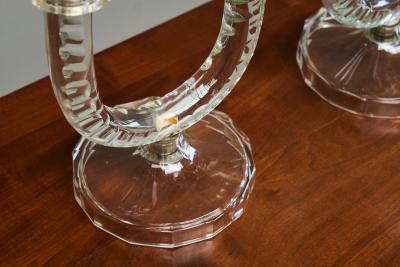 Wonderful Pair of Crystal Art Deco Candle Holders France 1930s