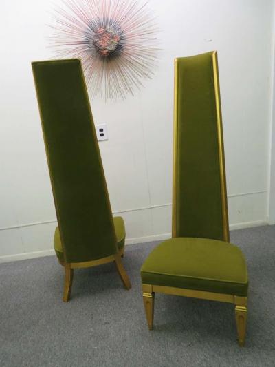 Wonderful Pair of Super Tall Back Slipper Lounge Chairs Hollywood Regency