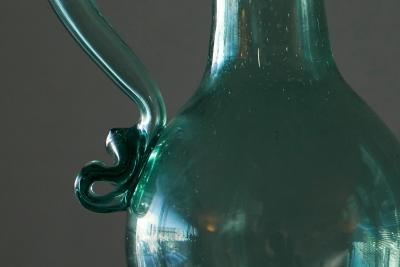 Wonderful Sea Green Venetian Style Glass Pitcher in Hand Blown Art Glass