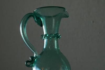 Wonderful Sea Green Venetian Style Glass Pitcher in Hand Blown Art Glass