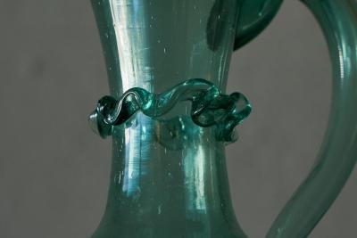 Wonderful Sea Green Venetian Style Glass Pitcher in Hand Blown Art Glass