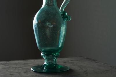 Wonderful Sea Green Venetian Style Glass Pitcher in Hand Blown Art Glass