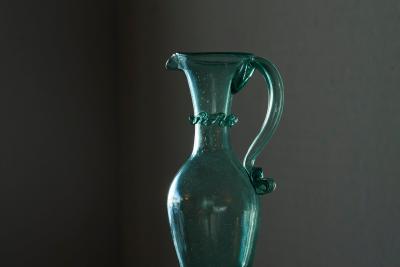 Wonderful Sea Green Venetian Style Glass Pitcher in Hand Blown Art Glass