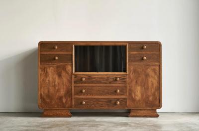Wonderful Swedish Glazed Art Deco Sideboard in Oak 1940s