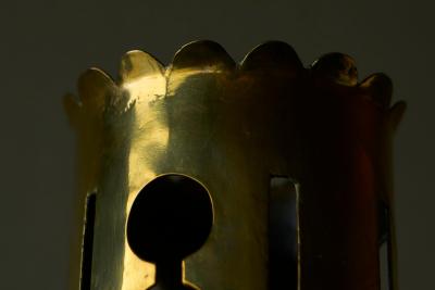 Wonderful Vase in Patinated and Perforated Brass 1920s