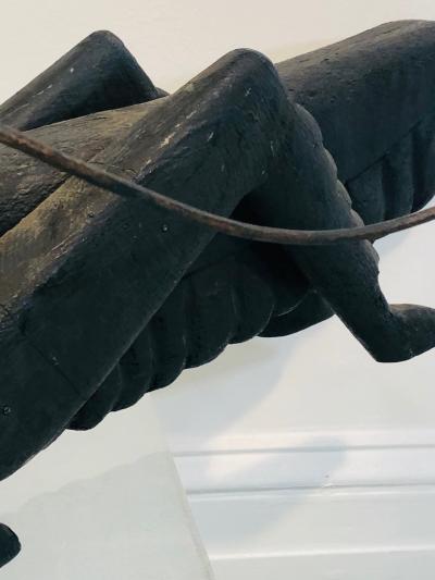 Wood Carved Grasshopper Folk Art Sculpture