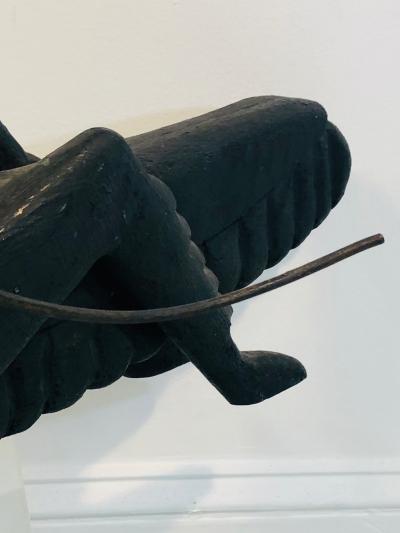 Wood Carved Grasshopper Folk Art Sculpture
