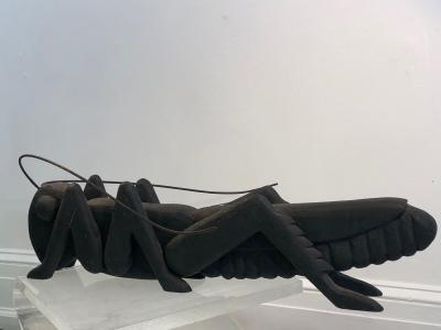 Wood Carved Grasshopper Folk Art Sculpture