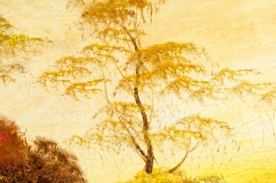 Wood Frame Mid 20th Century Oil Board Painting