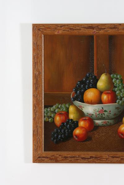 Wood Framed Oil Canvas Still Life Painting