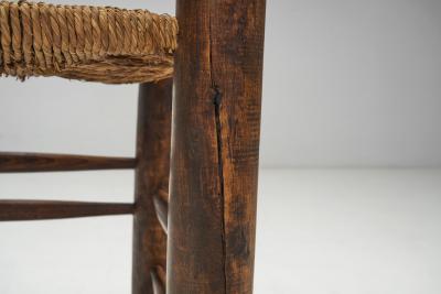 Wood Turned Chairs with Woven Rush Seats Europe ca 1940s