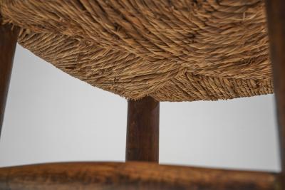 Wood Turned Chairs with Woven Rush Seats Europe ca 1940s