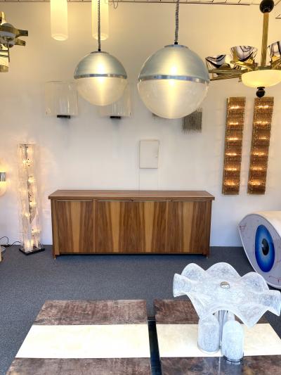 Wood and Brass Sideboard Italy 1980s