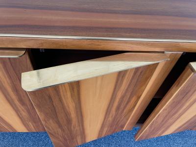 Wood and Brass Sideboard Italy 1980s