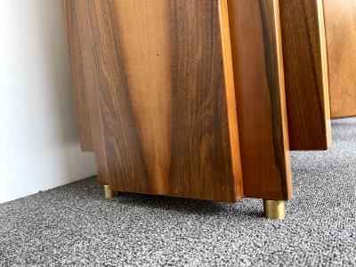 Wood and Brass Sideboard Italy 1980s