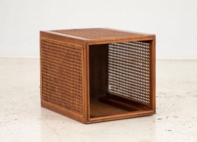 Wood and Cane Wastebasket or Trash Can 20th Century