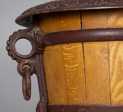 Wood and Cast Iron Jardiniere Planter or Log Container