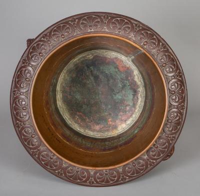 Wood and Cast Iron Jardiniere or Log Bin