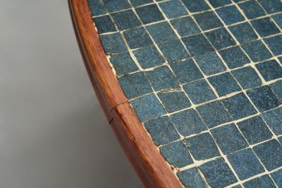 Wood and Ceramic Tile Coffee Table France 1970s