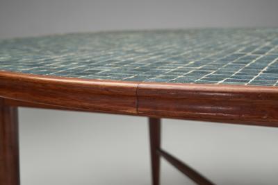 Wood and Ceramic Tile Coffee Table France 1970s