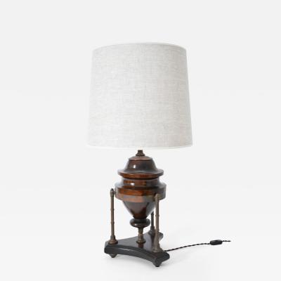 Wood and brass baluster lamp 1910s 
